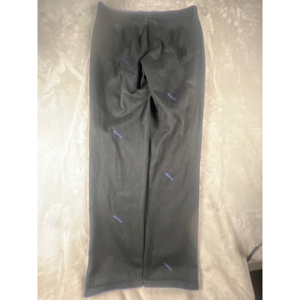 Iceberg Jeans Womens Black Logo Print Straight Leg Pants Made in Italy Size 33
